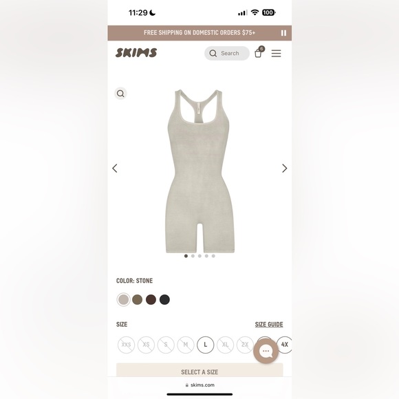 SKIMS STONE OUTDOOR MID THIGH BODYSUIT/ ONESIE - Picture 9 of 9